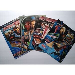 Pinball FLYERS Lot Of 4 Starship Troopers Star Wars Roller Games Spiderman